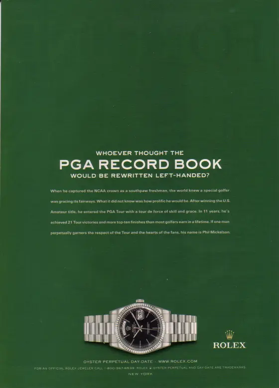 Alte Rolex Anzeige, rechte Seite einer Doppelseite (Nr. 286)