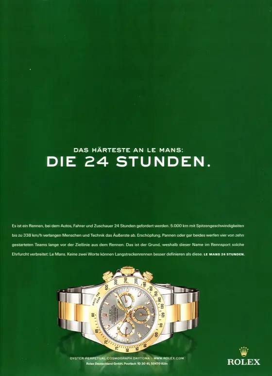 Alte Rolex Anzeige, rechte Seite einer Doppelseite (Nr. 294)