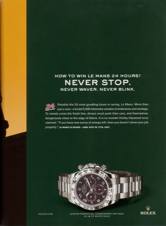 Alte Rolex Anzeige, rechte Seite einer Doppelseite (Nr. 296)