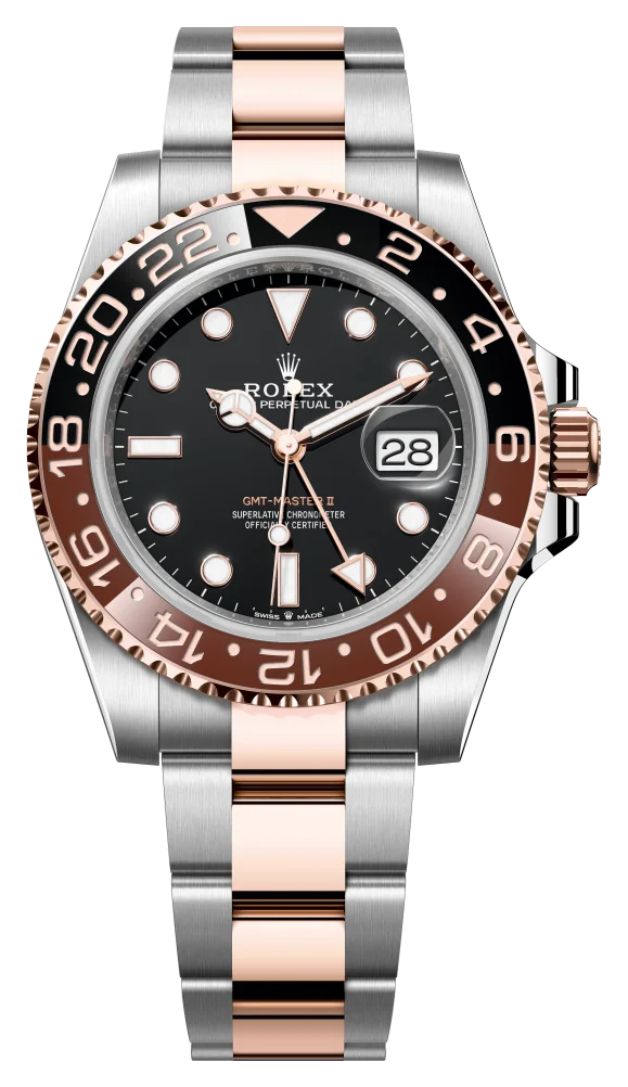 Rolex GMT-Master II 126711CHNR in Everose Rolesor mit braun-schwarzer Lünette, Frontansicht